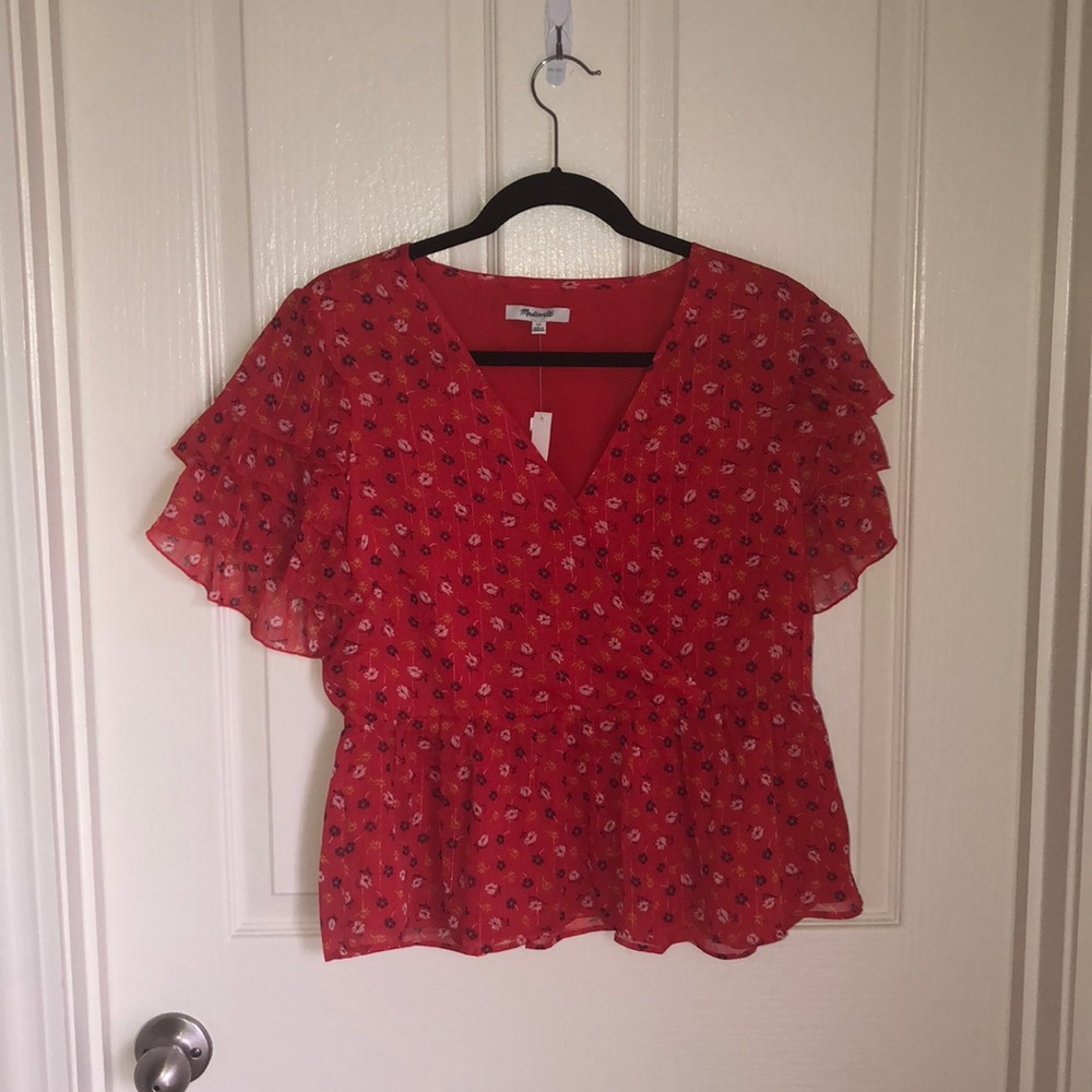 Madewell ruffle sleeve blouse
